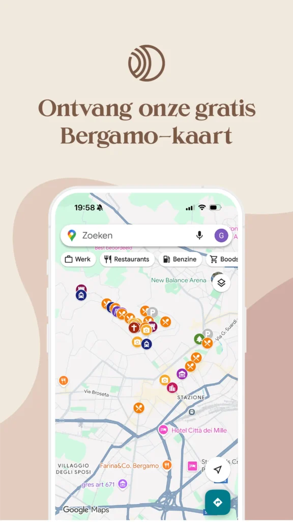Onze gratis Google MyMaps kaart vol highlights in Bergamo