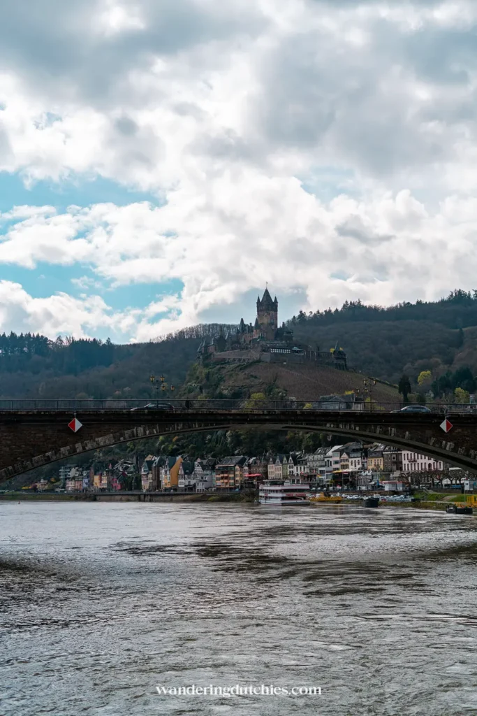 Reichsburg Cochem above the Moselle Bridge with views of the town.