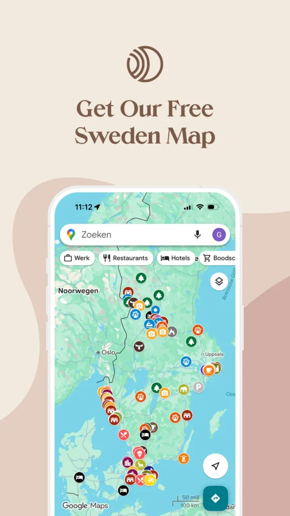 Our free Google MyMaps map containing lots of tips and highlights for Sweden