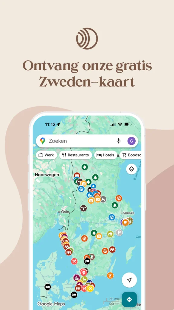 Onze gratis Google MyMaps kaart vol highlights in Zweden