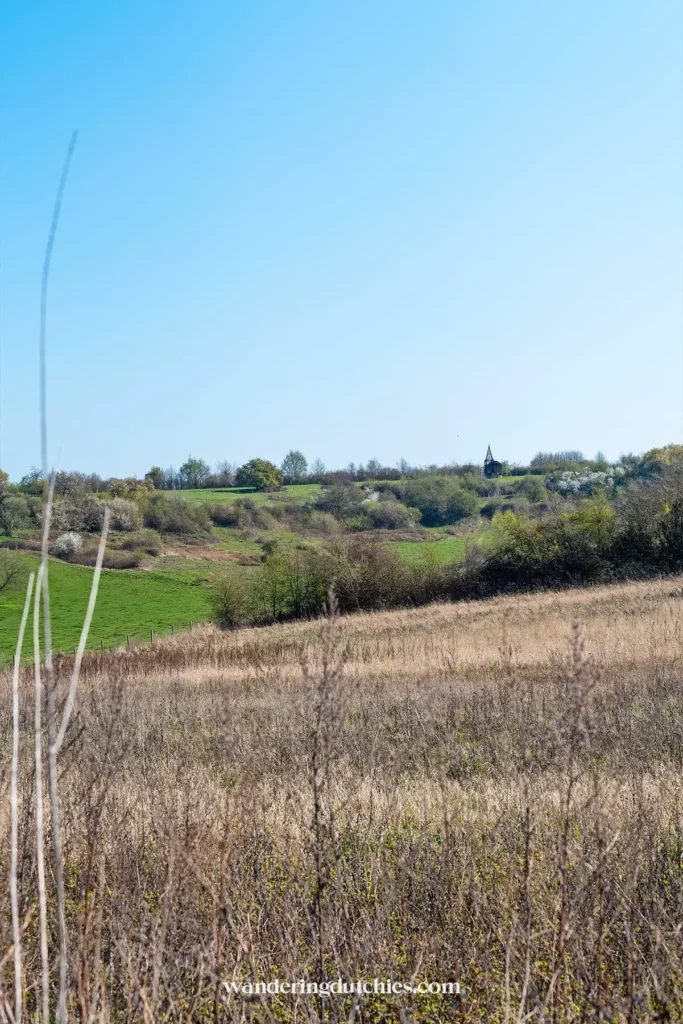 Uitzicht over heuvelachtig landschap in Borgloon, Haspengouw.