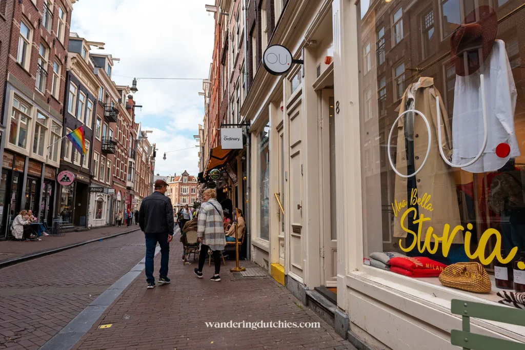 Charming shopping street in The Nine Streets district of Amsterdam.