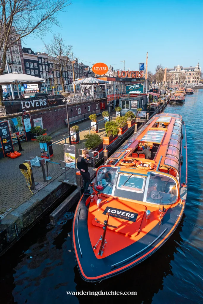 Lovers Canal Cruises boats on the canals of Amsterdam