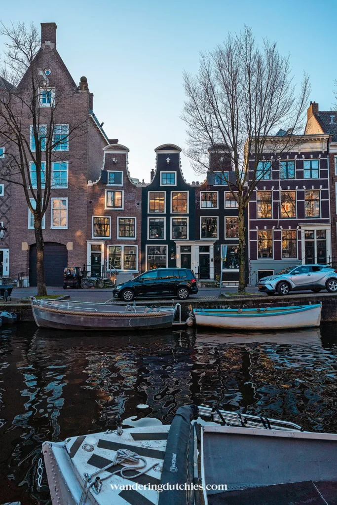 Traditional canal houses along a canal in Amsterdam