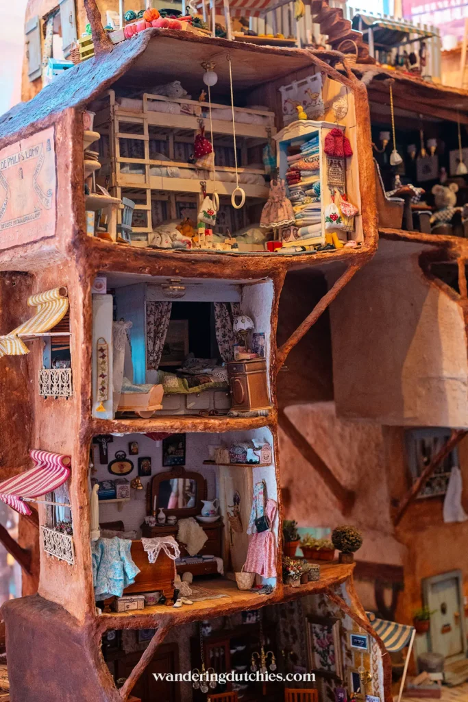 Detailed interior of a miniature house at The Mouse Mansion in Amsterdam